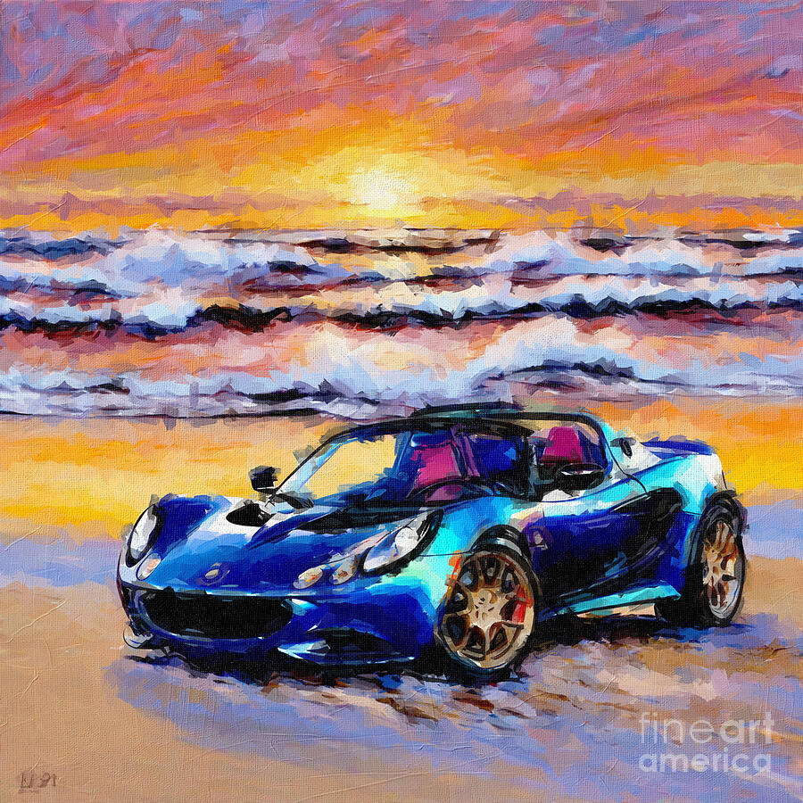 Sunset Painting - 2005 Lotus Elise Spyder1 Custom 1 by Armand Hermann