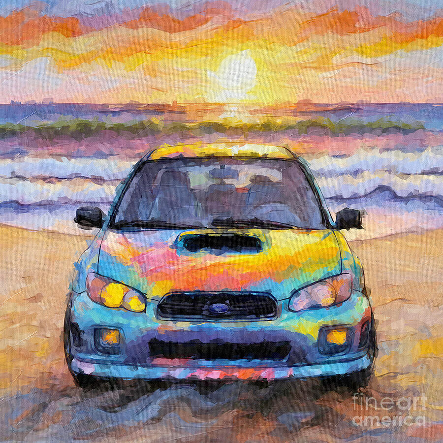 Sunset Painting - 2005 Subaru Impreza WRX 2 by Armand Hermann