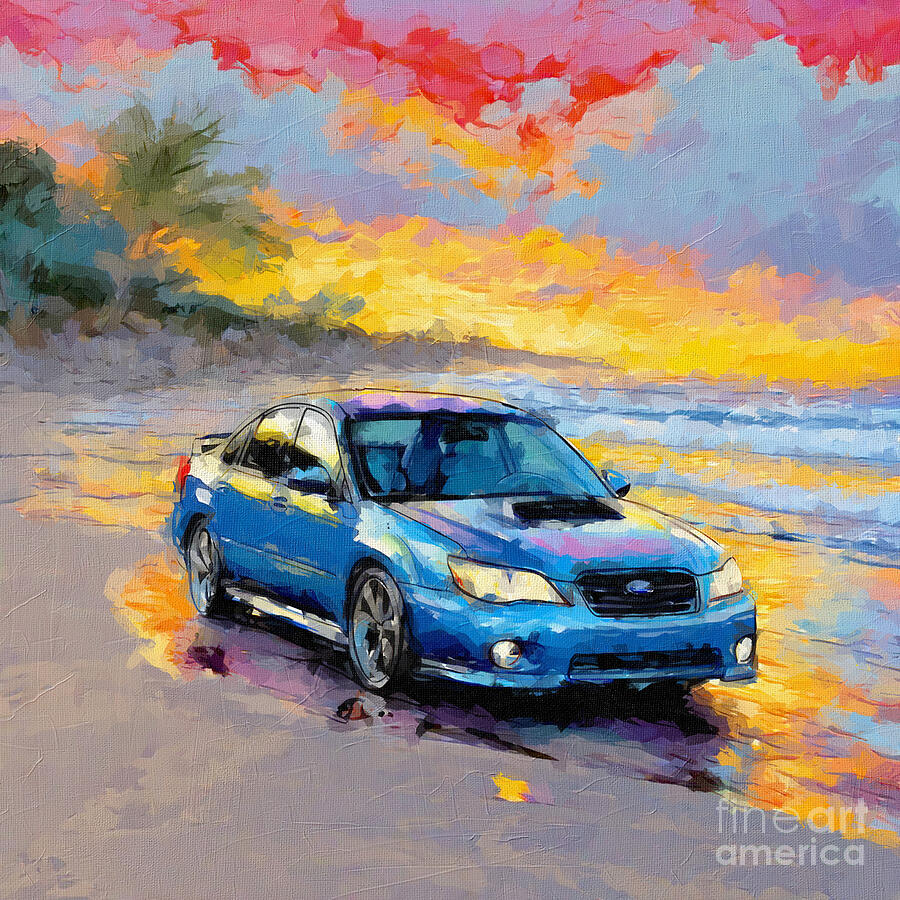 Sunset Painting - 2005 Subaru Legacy GT Spec B 2 by Armand Hermann
