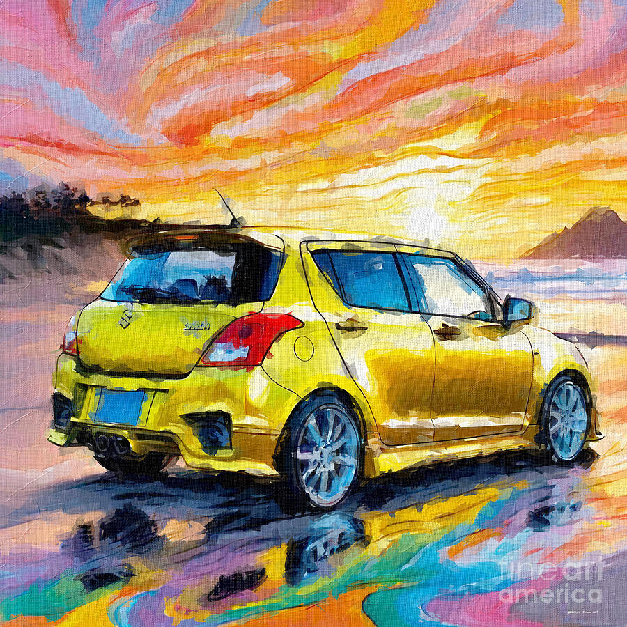 Sunset Painting - 2005 Suzuki Swift Sport 2 by Armand Hermann
