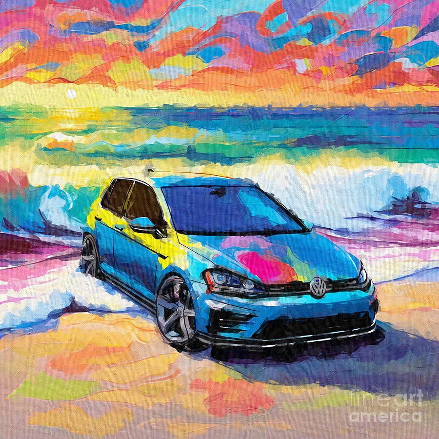 Sunset Painting - 2005 Volkswagen Golf R32 2 by Armand Hermann