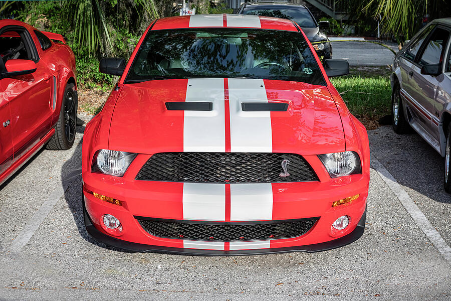 Mustangs Photograph - 2007 Red Ford Shelby Mustang GT500 X106 by Rich Franco