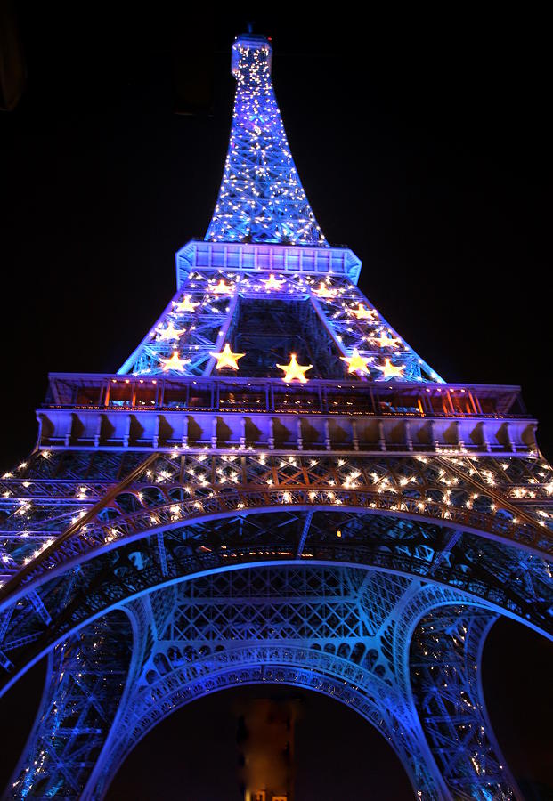 2008 Eiffel Tower Blue  Photograph by Chuck Kuhn