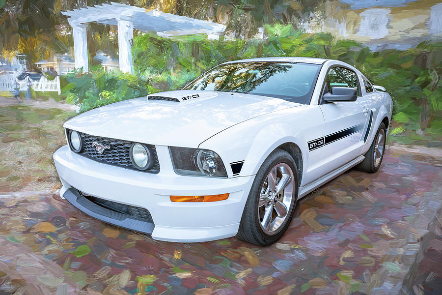 2008 White Ford Mustang GT CS California Special X123 Photograph by Rich Franco