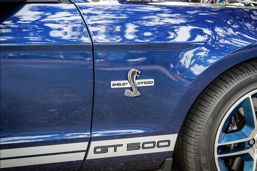  2010 Blue Ford Shelby Mustang GT500 X195 #2010 Photograph by Rich Franco