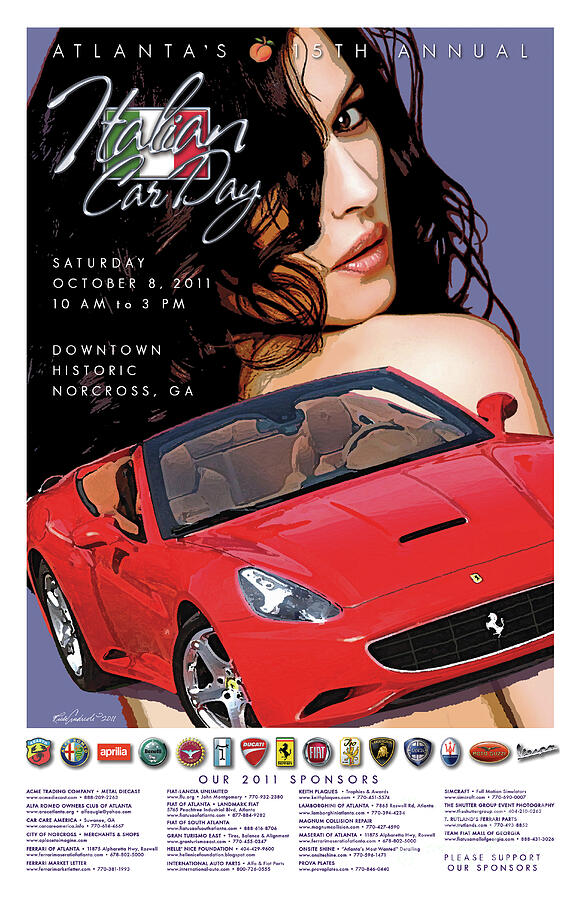 2011 Atlanta Italian Car Day Poster Digital Art by Rick Andreoli