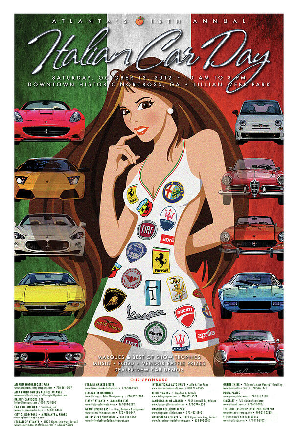 2012 Atlanta Italian Car Day Poster Digital Art by Rick Andreoli