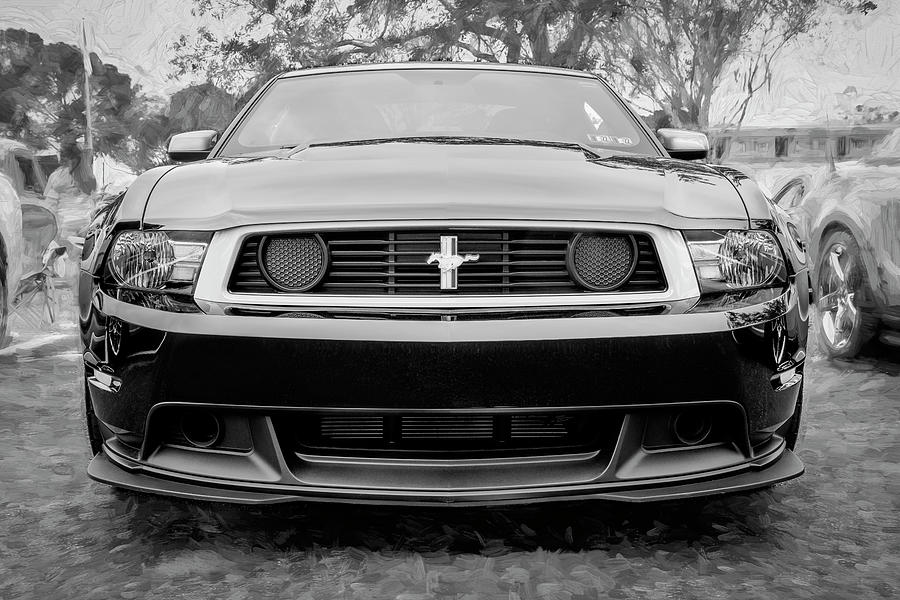 2012 Black Ford Boss 302 Mustang X171  Photograph by Rich Franco