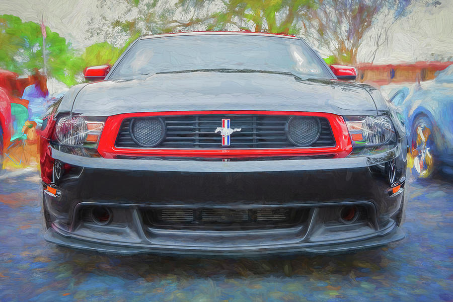 2012 Black Ford Boss 302 Mustang X172  Photograph by Rich Franco