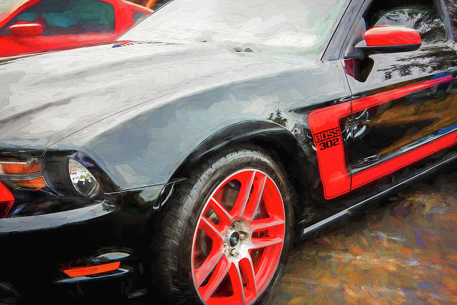 2012 Black Ford Boss 302 Mustang X176  Photograph by Rich Franco