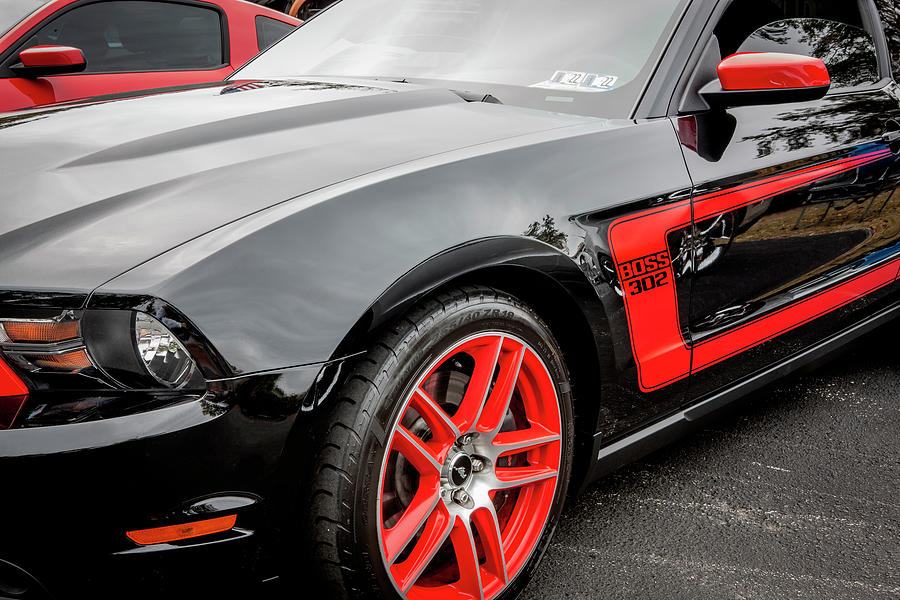 2012 Black Ford Boss 302 Mustang X177  Photograph by Rich Franco