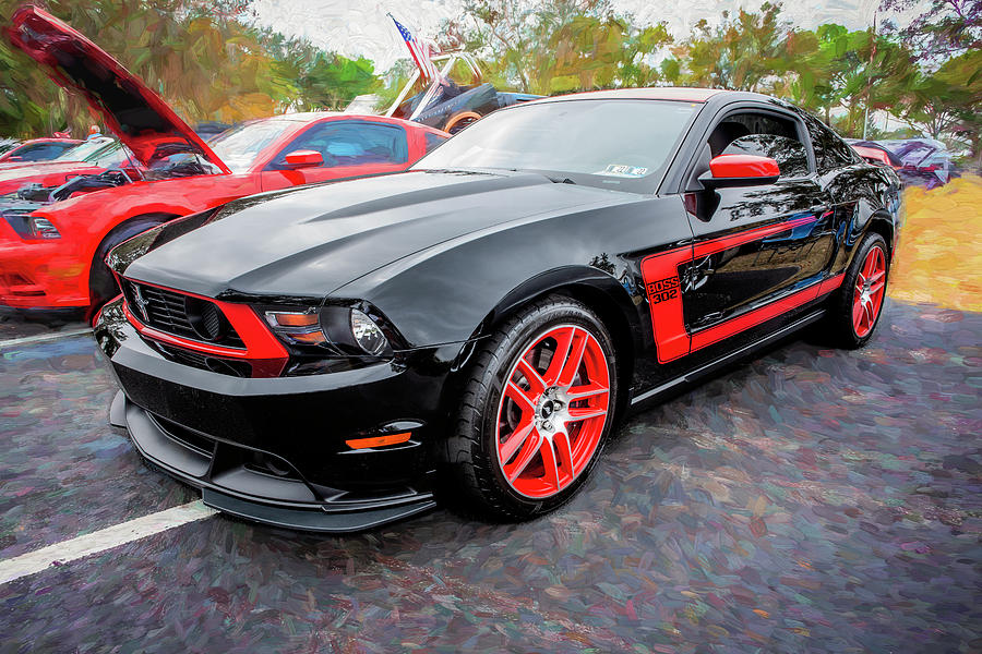 2012 Black Ford Boss 302 Mustang X178  Photograph by Rich Franco