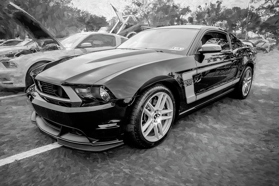 2012 Black Ford Boss 302 Mustang X179  Photograph by Rich Franco