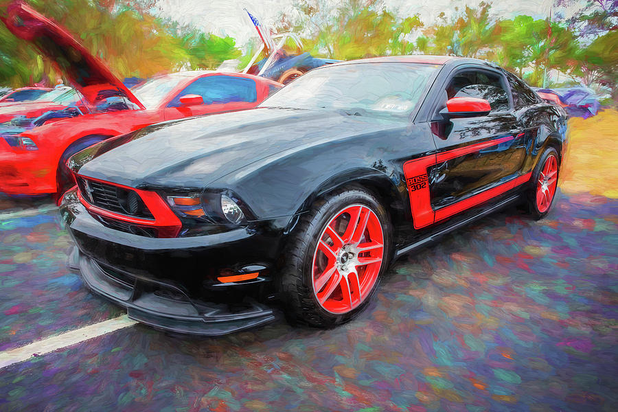 2012 Black Ford Boss 302 Mustang X180  Photograph by Rich Franco
