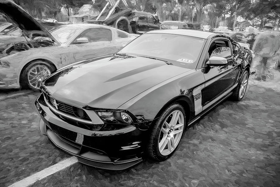 2012 Black Ford Boss 302 Mustang X182  Photograph by Rich Franco