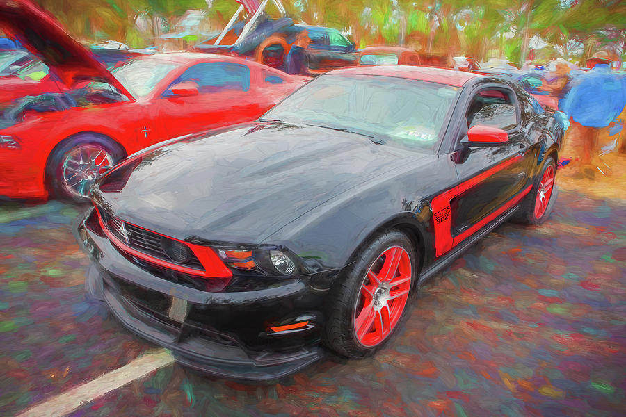 2012 Black Ford Boss 302 Mustang X183  Photograph by Rich Franco