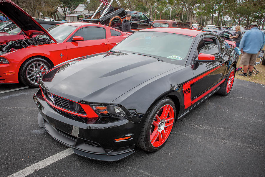 2012 Black Ford Boss 302 Mustang X184  Photograph by Rich Franco