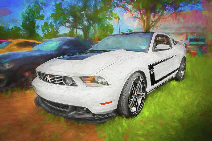 2012 White Ford Boss 302 Mustang X139 Photograph by Rich Franco