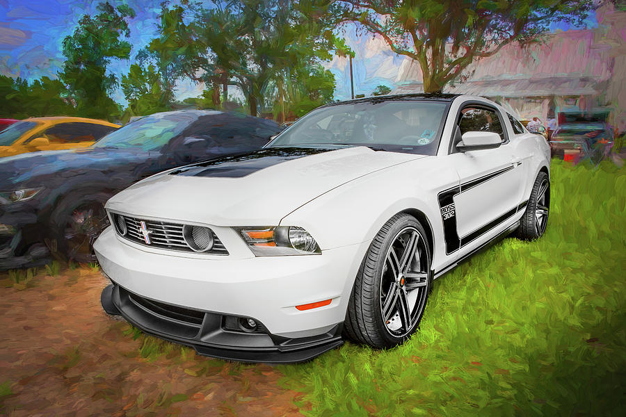 2012 White Ford Boss 302 Mustang X141 Photograph by Rich Franco