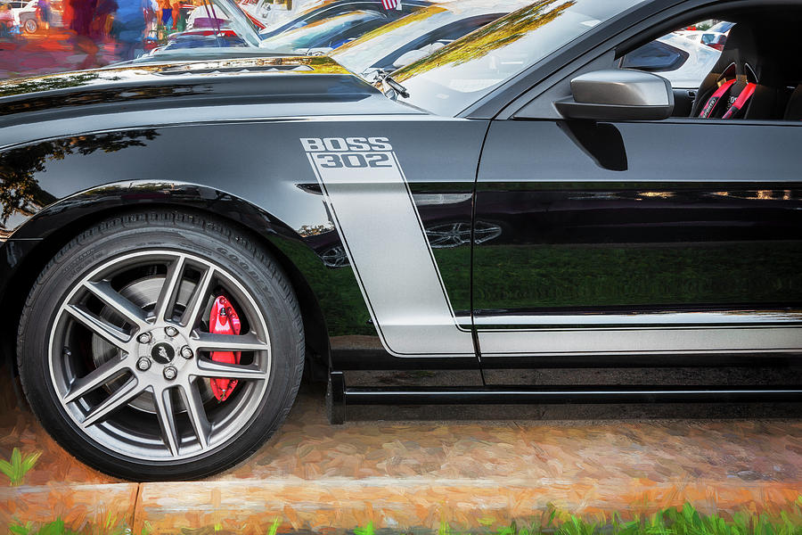 2013 Black Ford Boss 302 Mustang X197 Photograph by Rich Franco