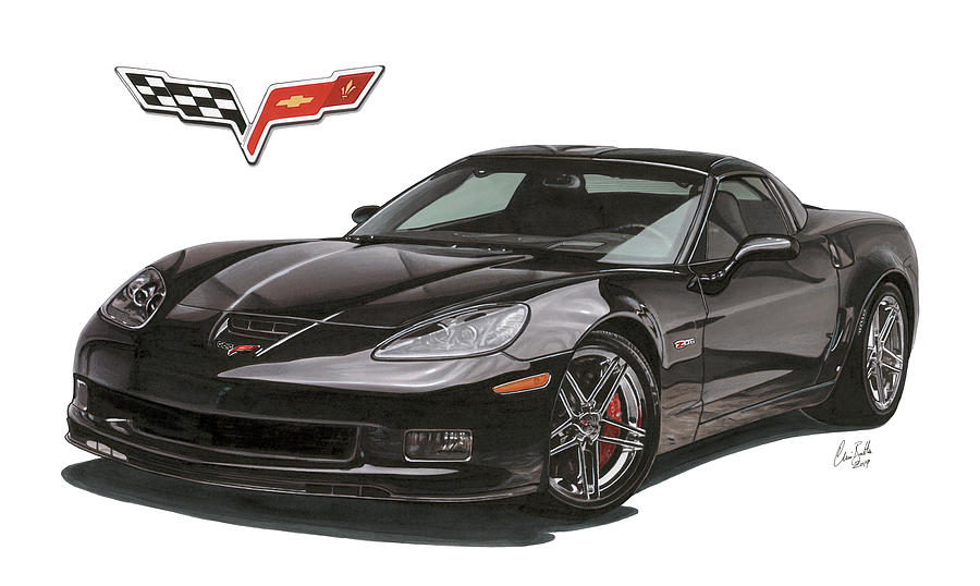 2013 Chevrolet Corvette Z06 Drawing by The Cartist - Clive Botha