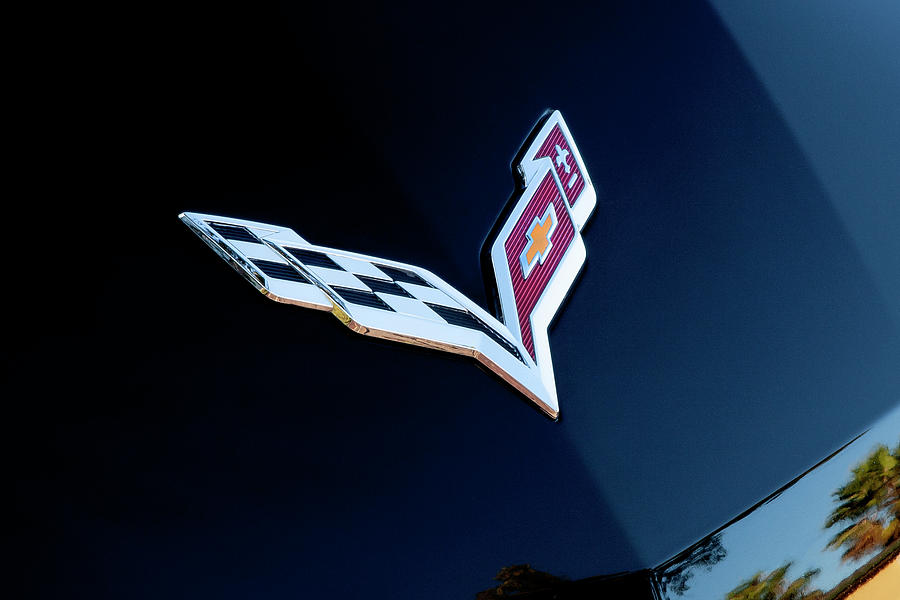 Detroit Photograph - 2014 Chevrolet Black Corvette C7 203 Emblem  by Rich Franco