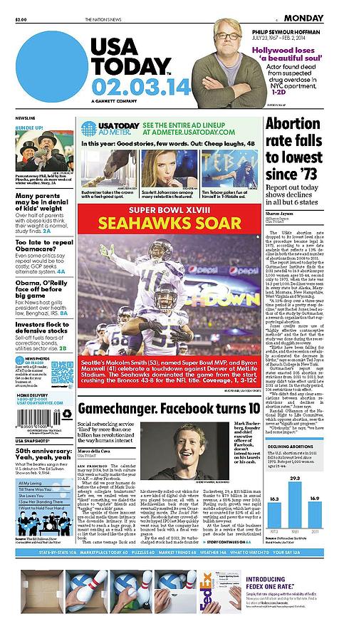 2014 Seahawks vs. Broncos USA TODAY COVER Digital Art by Gannett