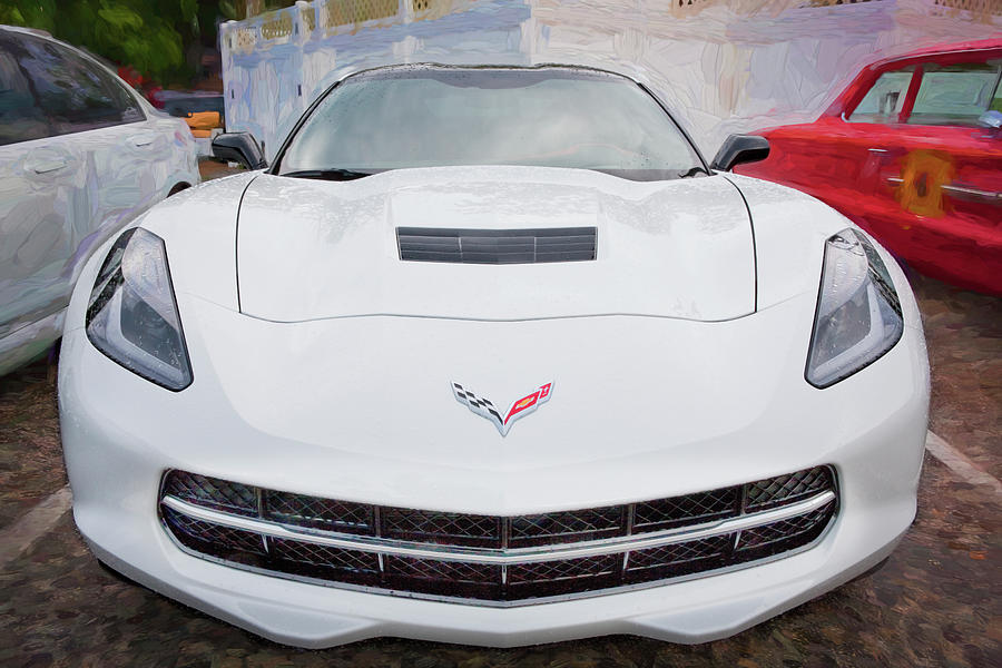 Transportation Photograph - 2014 White Chevrolet Corvette C7 X125 by Rich Franco
