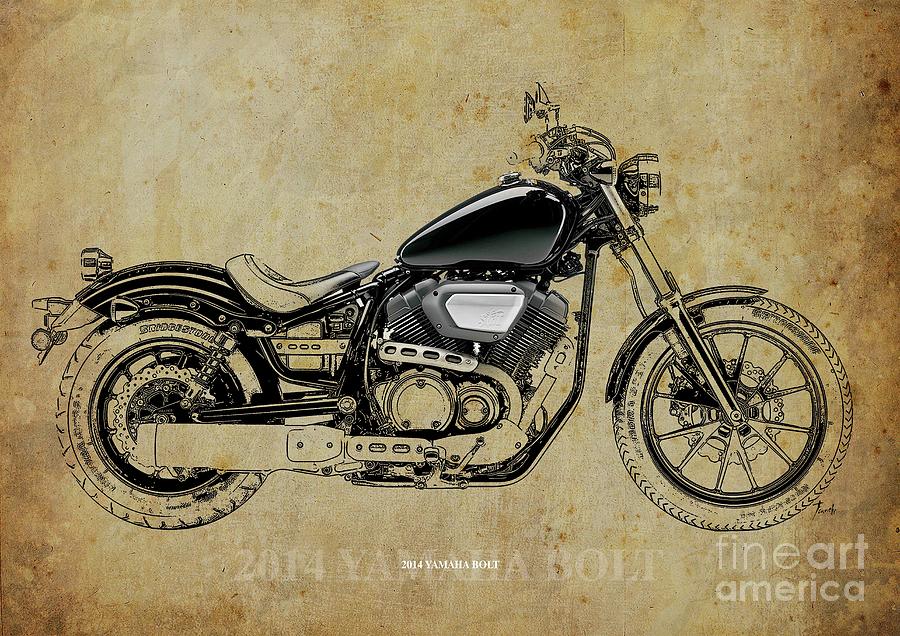 2014 Yamaha Bolt Original Artwork Drawing by Drawspots Illustrations ...