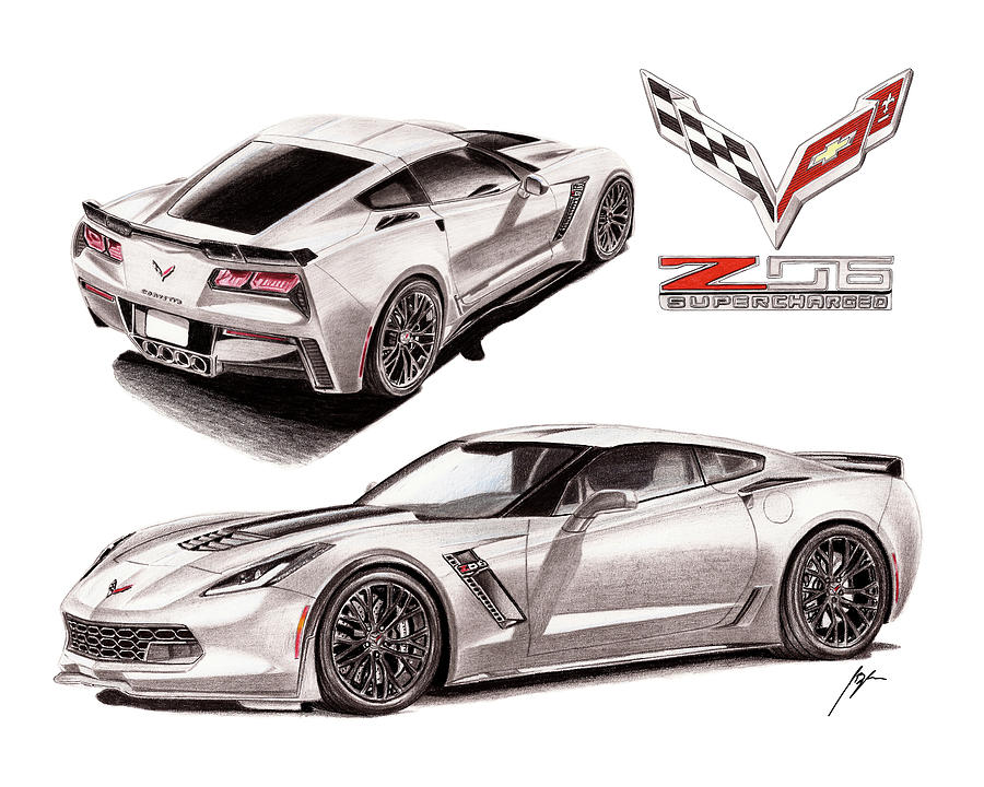 2015 Chevy Corvette Z06 Drawing by Jason Bylsma Fine Art America