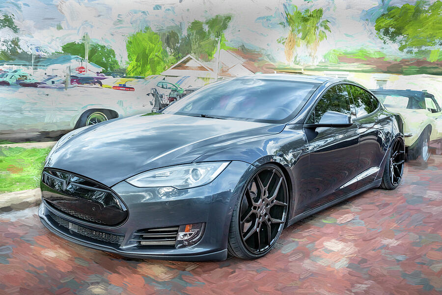 2015 Grey Tesla Model S P85D X101 Photograph by Rich Franco