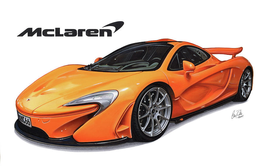 2015 McLaren P1 Drawing by The Cartist - Clive Botha