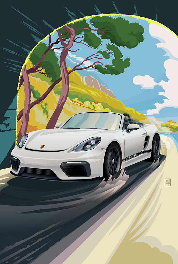 2015 Porsche Boxster Spyder Tunnel Race Digital Art