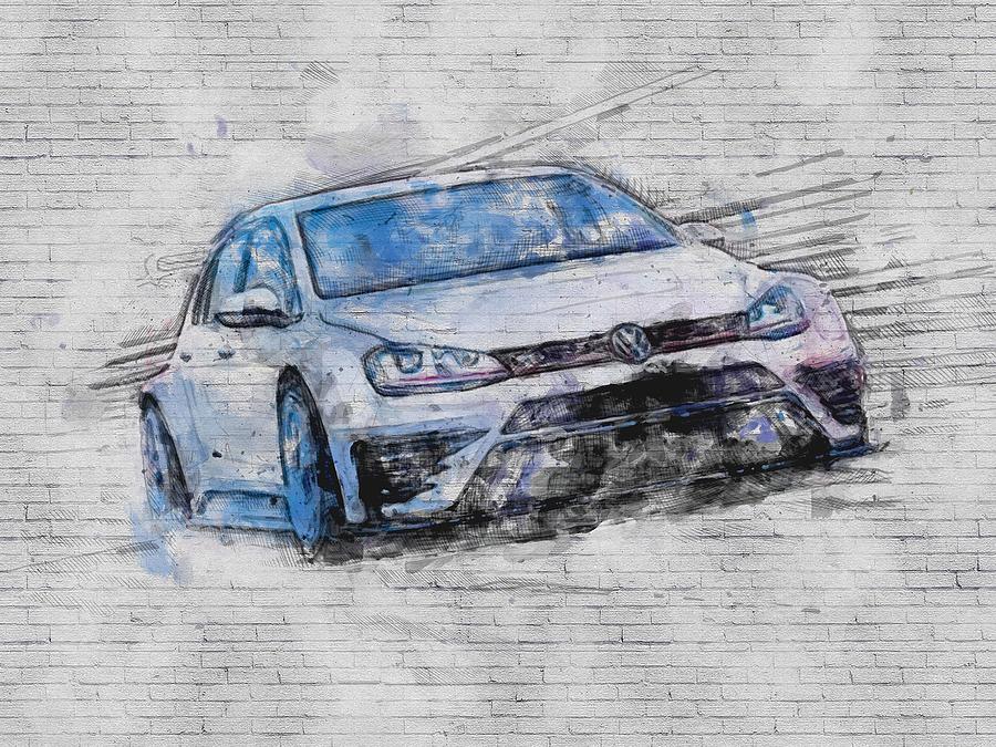 2016 Gti Golf White Tcr Volkswagen Digital Art by Ashtyn Treutel - Fine ...