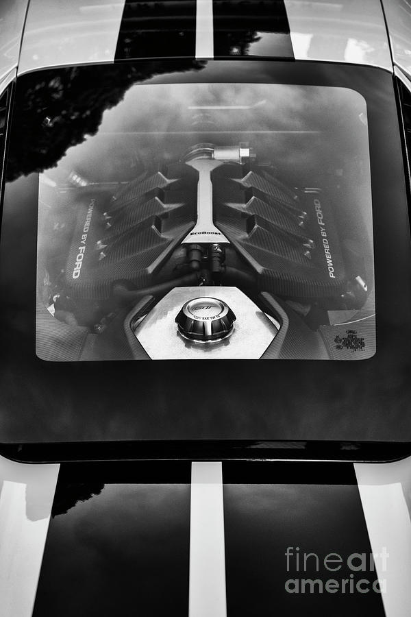 2017 Ford GT Engine Abstract Monochrome Photograph by Tim Gainey