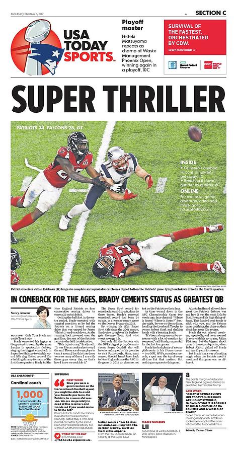 2017 Patriots vs. Falcons USA TODAY SPORTS SECTION FRONT Digital Art by Gannett