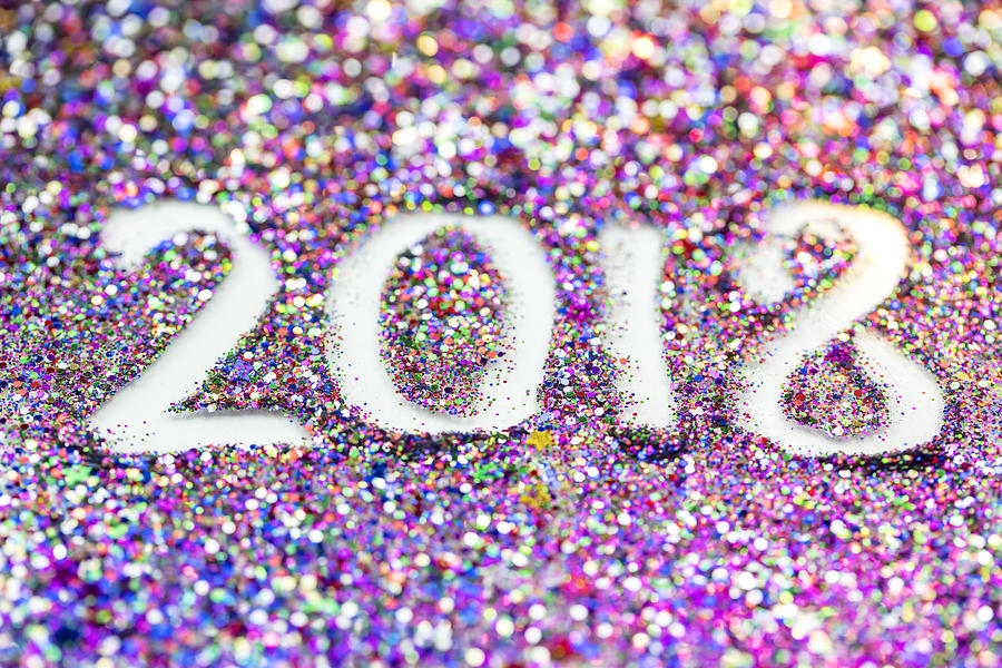 2018 Happy New Year background Multicoloured  glitter Photograph by Mikroman6
