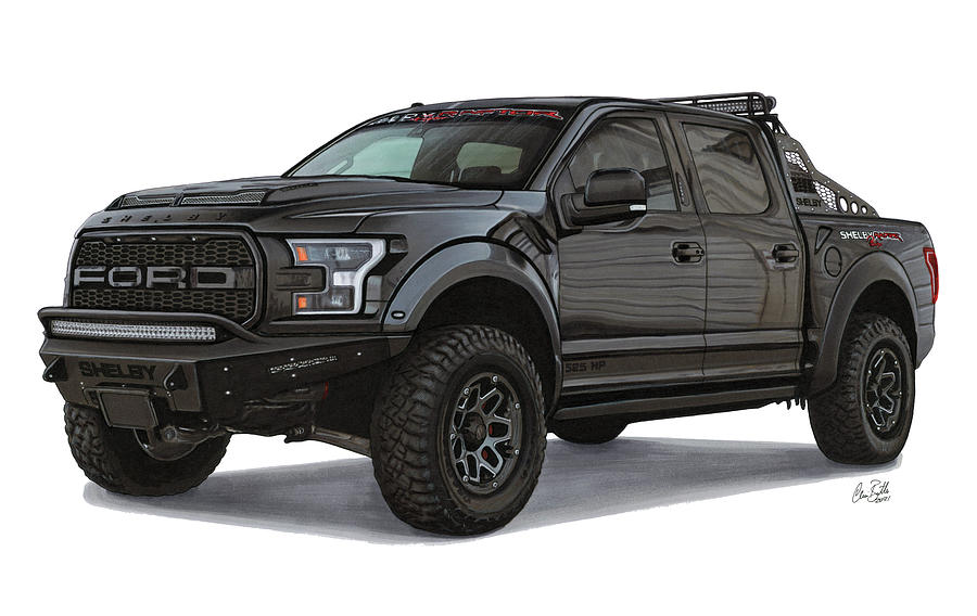 2018 Shelby Baja Raptor Truck Drawing by The Cartist - Clive Botha