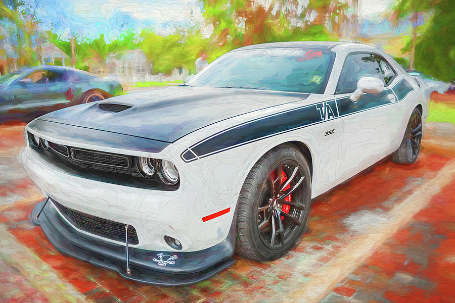 2018 White Dodge Challenger T/A 392 X148 Photograph by Rich Franco
