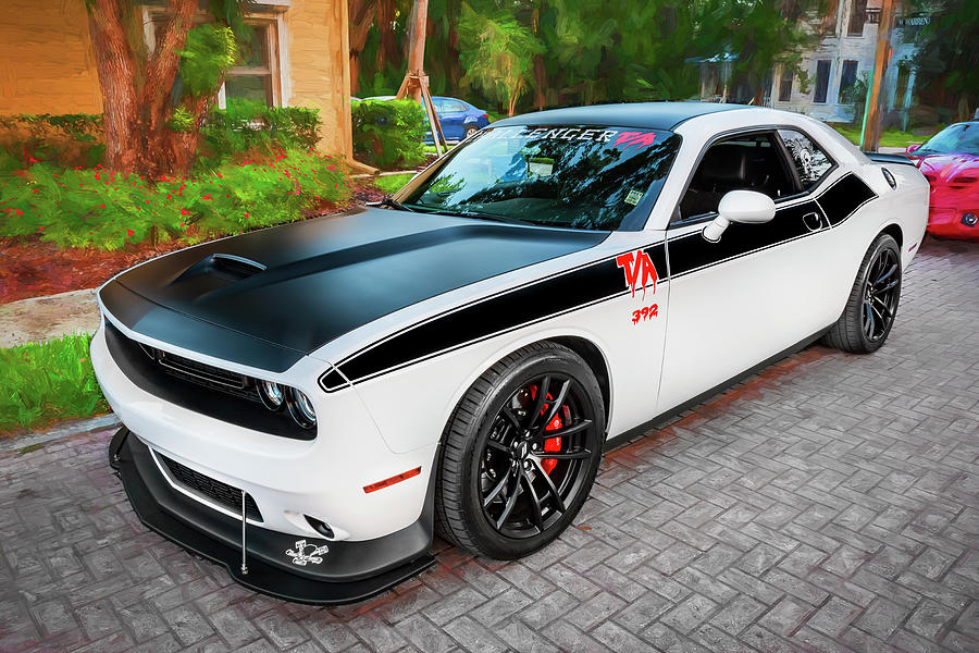 2018 White Dodge Challenger T/A 392 X163 Photograph by Rich Franco