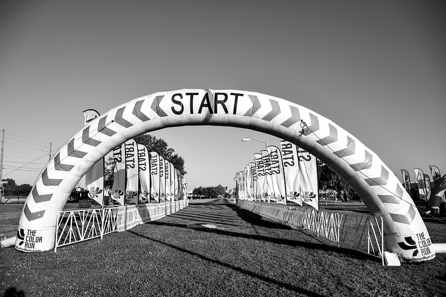 2019 Color Run Starting Line Black And White Photograph by Christopher Mercer