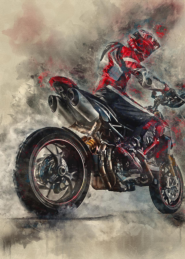 Bicycle Digital Art - 2019 Ducati Hypermotard 950 SP by Ou Chankosal
