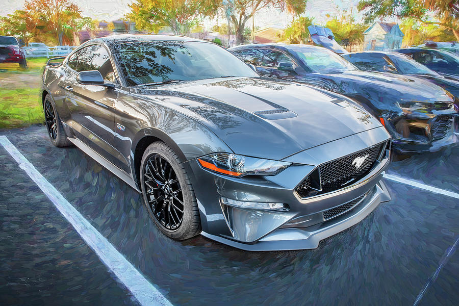2019 Gray Ford Mustang GT 5.0 X156 Photograph by Rich Franco - Fine Art