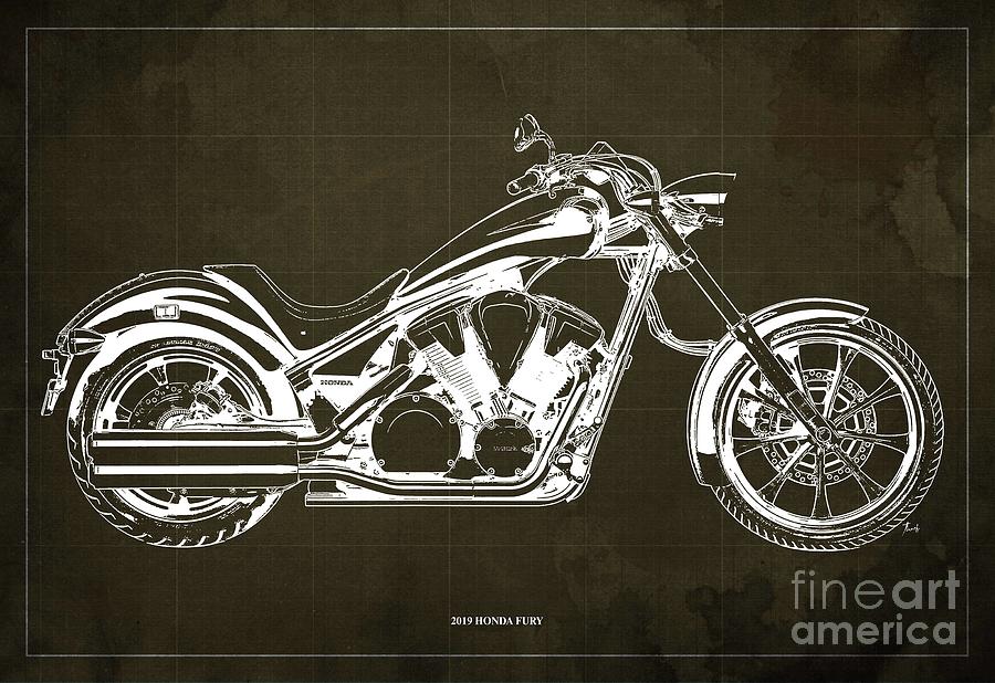 2019 Honda Fury Blueprint,Brown Background,Original Gift for Bikers ...