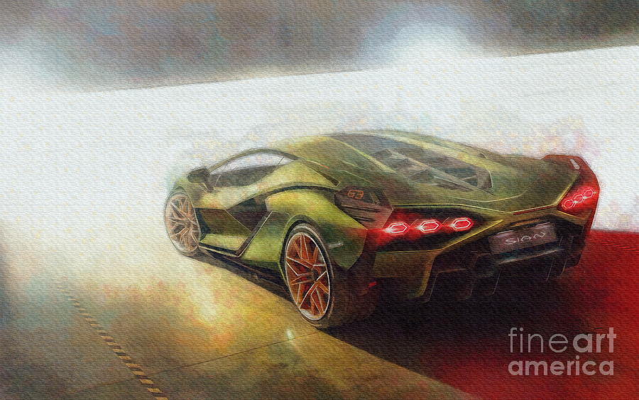 2019 Lamborghini Sian Hybrid Supercar Digital Art by Jerzy Czyz