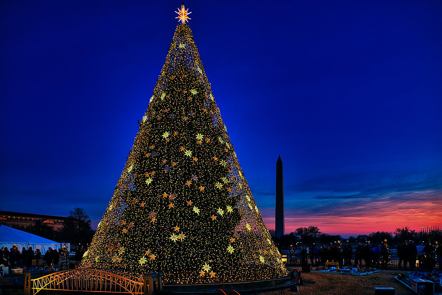 2019 National Christmas Tree Sunset - Washington Photograph by Stuart Litoff