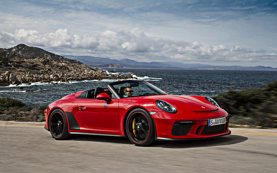 2019, Porsche 911 Speedster, exterior, front view, red