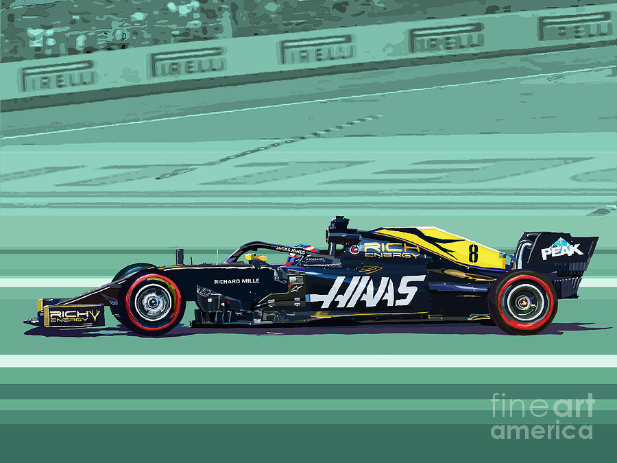 2019 Rich Energy Haas F1 Team VF-19 Romain Grosjean 01 Mixed Media by Yuriy Shevchuk 2019 Rich Energy Haas F1 Team VF-19 Romain Grosjean 01 Mixed Media by Yuriy Shevchuk