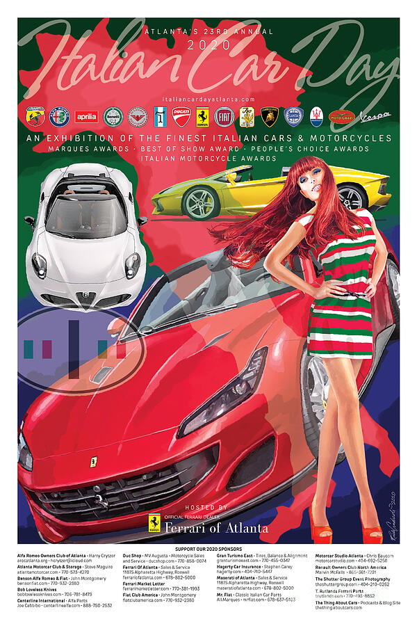 2020 Atlanta Italian Car Day Poster Digital Art by Rick Andreoli