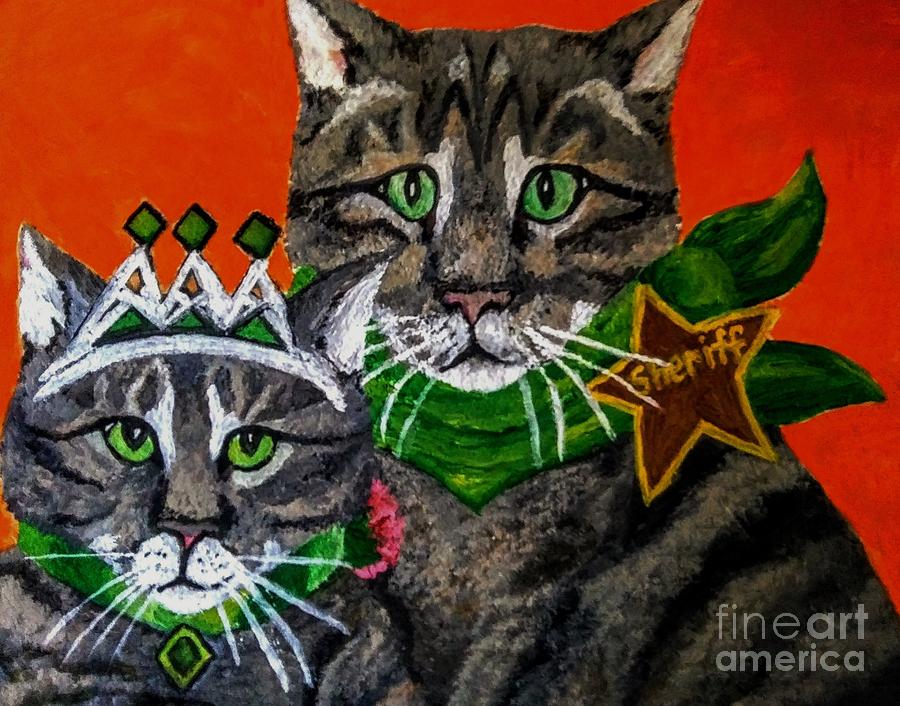 2020 Boringteen Quarantine Colorful Personalities of my Cats Painting by Christy Saunders Church